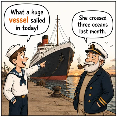 vessel (gemi, damar, kap) karikatürü — diyalogla bağlam içinde öğren
