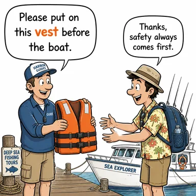 vest (yelek, (yetki) vermek) karikatürü — diyalogla bağlam içinde öğren