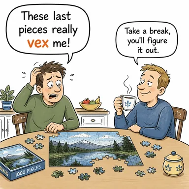 vex (canını sıkmak, küstürmek, uğraştırmak) karikatürü — diyalogla bağlam içinde öğren