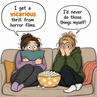 vicarious (başkası yerine yaşanan, vekaleten yapılan) karikatürü — diyalogla bağlam içinde öğren