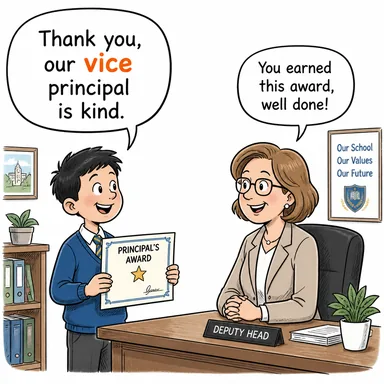 vice (yardımcı, vekil) karikatürü — diyalogla bağlam içinde öğren