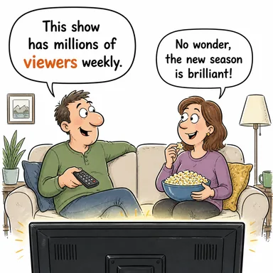 viewer (izleyici, seyirci) karikatürü — diyalogla bağlam içinde öğren