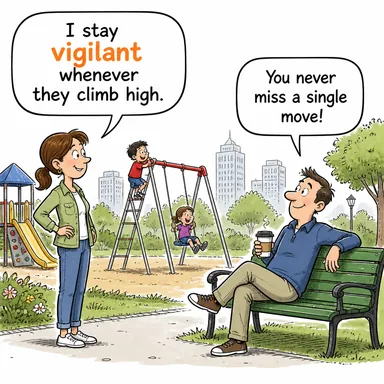 vigilant (uyanık, tetikte, ihtiyatlı) karikatürü — diyalogla bağlam içinde öğren