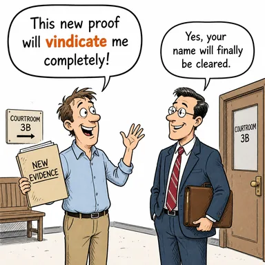 vindicate (aklamak, doğrulamak, haklı çıkarmak) karikatürü — diyalogla bağlam içinde öğren