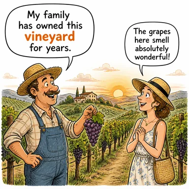 vineyard (üzüm bağı) karikatürü — diyalogla bağlam içinde öğren