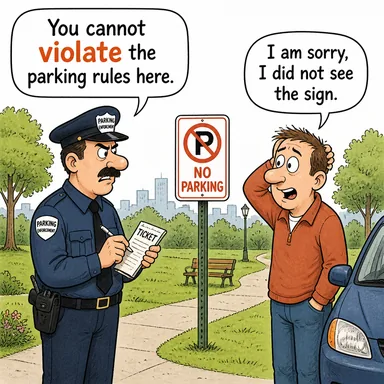 violate (ihlal etmek, çiğnemek) karikatürü — diyalogla bağlam içinde öğren