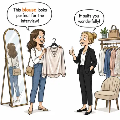 blouse (bluz) karikatürü — diyalogla bağlam içinde öğren