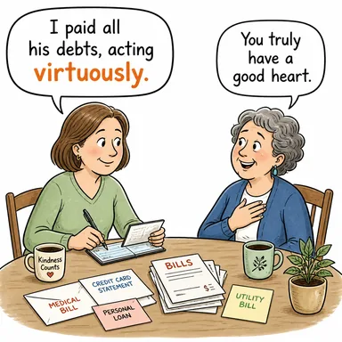 virtuously (erdemlice) karikatürü — diyalogla bağlam içinde öğren
