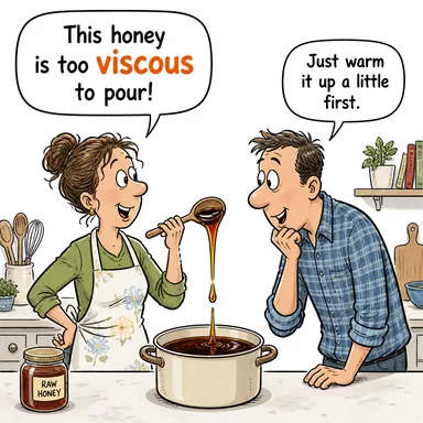 viscous (ağdalı, yapışkan, kıvamlı) karikatürü — diyalogla bağlam içinde öğren