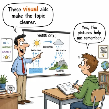 visual (görsel) karikatürü — diyalogla bağlam içinde öğren