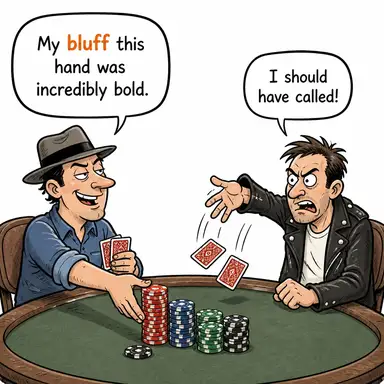 bluff (blöf, kandırmaca) karikatürü — diyalogla bağlam içinde öğren