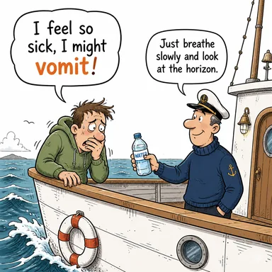 vomit (kusmak) karikatürü — diyalogla bağlam içinde öğren