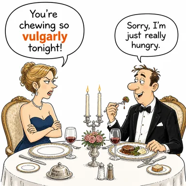 vulgarly (kabaca, bayağı bir şekilde) karikatürü — diyalogla bağlam içinde öğren