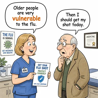 vulnerable (savunmasız, hassas, kırılgan) karikatürü — diyalogla bağlam içinde öğren