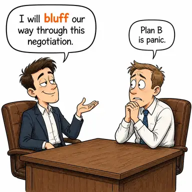 bluff (blöf yapmak, kandırmak) karikatürü — diyalogla bağlam içinde öğren