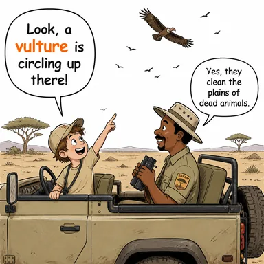 vulture (akbaba) karikatürü — diyalogla bağlam içinde öğren