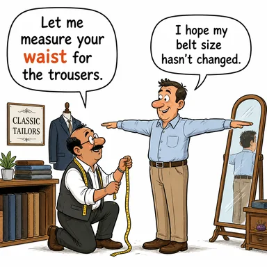 waist (bel) karikatürü — diyalogla bağlam içinde öğren