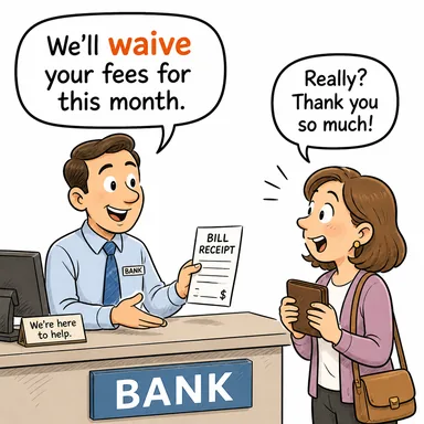 waive (vazgeçmek (haktan), feragat etmek, iptal etmek) karikatürü — diyalogla bağlam içinde öğren
