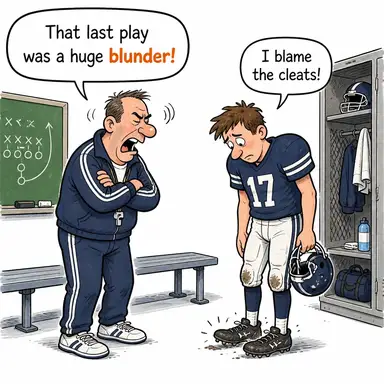 blunder (büyük hata, gaf, pot kırma) karikatürü — diyalogla bağlam içinde öğren