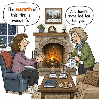 warmth (sıcaklık, samimiyet) karikatürü — diyalogla bağlam içinde öğren