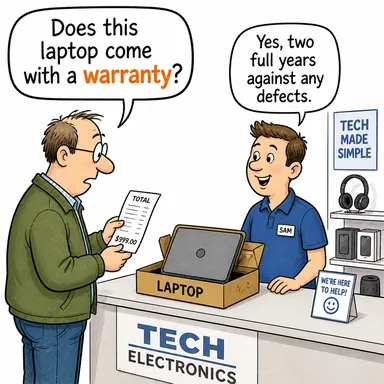 warranty (garanti) karikatürü — diyalogla bağlam içinde öğren