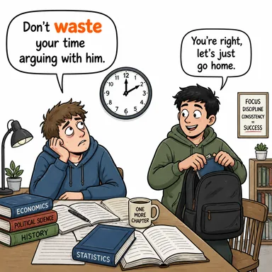 waste (israf etmek, boşa harcamak, atık) karikatürü — diyalogla bağlam içinde öğren
