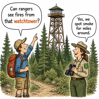 watchtower (gözetleme kulesi) karikatürü — diyalogla bağlam içinde öğren