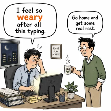 weary (yorgun, bıkkın, usanmış) karikatürü — diyalogla bağlam içinde öğren