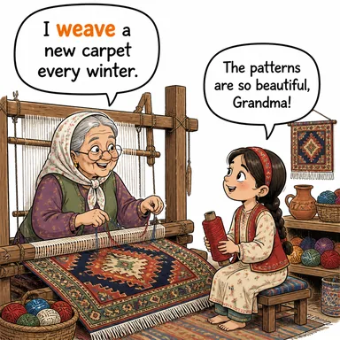 weave (dokumak, örmek) karikatürü — diyalogla bağlam içinde öğren