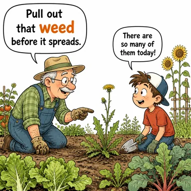 weed (yabani ot) karikatürü — diyalogla bağlam içinde öğren