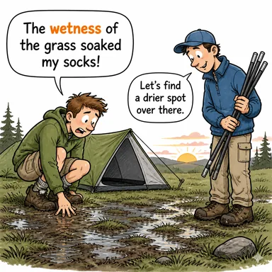 wetness (ıslaklık, nem) karikatürü — diyalogla bağlam içinde öğren