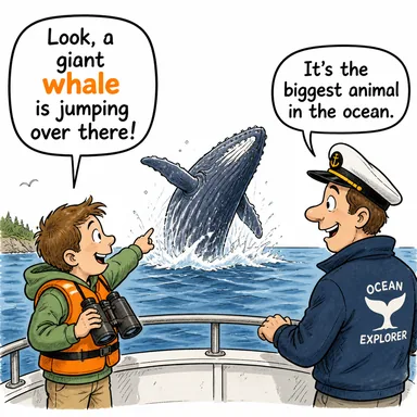 whale (balina) karikatürü — diyalogla bağlam içinde öğren