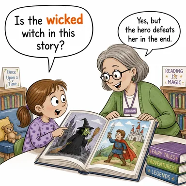 wicked (kötü, hain, ahlaksız) karikatürü — diyalogla bağlam içinde öğren