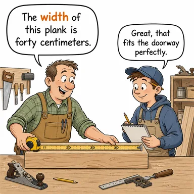 width (genişlik, en) karikatürü — diyalogla bağlam içinde öğren