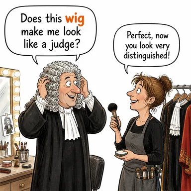 wig (peruk) karikatürü — diyalogla bağlam içinde öğren