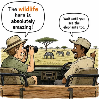 wildlife (yaban hayatı, vahşi yaşam) karikatürü — diyalogla bağlam içinde öğren