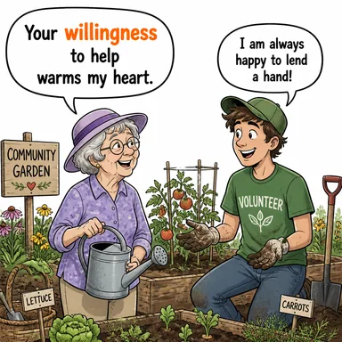 willingness (isteklilik, gönüllülük) karikatürü — diyalogla bağlam içinde öğren