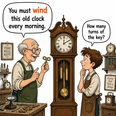 wind (sarmak, kurmak, dolamak, (yol) kıvrılmak) karikatürü — diyalogla bağlam içinde öğren