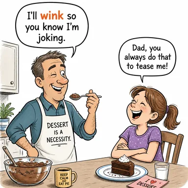 wink (göz kırpmak) karikatürü — diyalogla bağlam içinde öğren