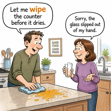 wipe (silmek, kurulamak, yok etmek) karikatürü — diyalogla bağlam içinde öğren