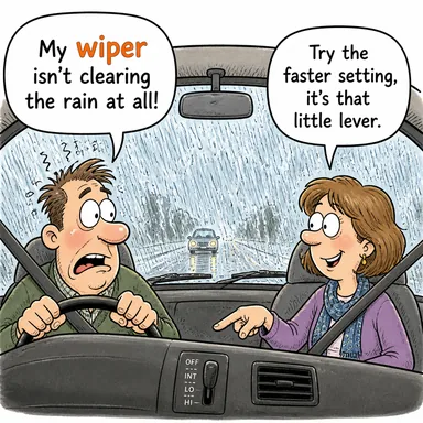 wiper (silecek) karikatürü — diyalogla bağlam içinde öğren