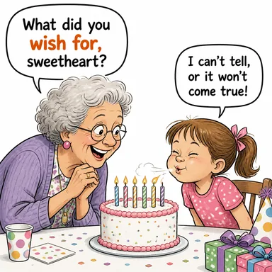 wish for (dilemek, istemek, ummak) karikatürü — diyalogla bağlam içinde öğren