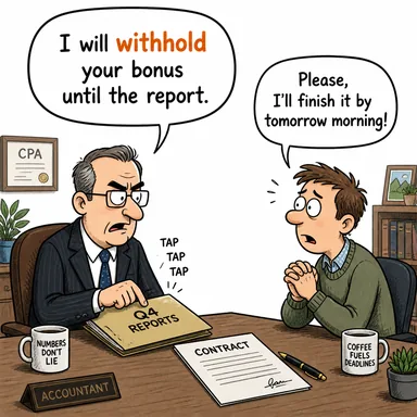 withhold (alıkoymak, saklamak, vermemek) karikatürü — diyalogla bağlam içinde öğren
