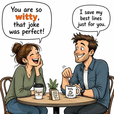 witty (hazırcevap, nüktedan, esprili) karikatürü — diyalogla bağlam içinde öğren