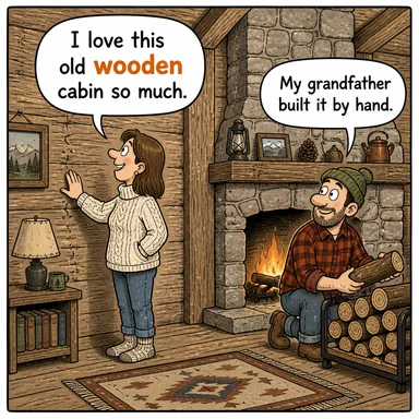 wooden (ahşap, tahta, (davranış) tutuk/cansız) karikatürü — diyalogla bağlam içinde öğren
