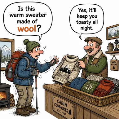wool (yün) karikatürü — diyalogla bağlam içinde öğren