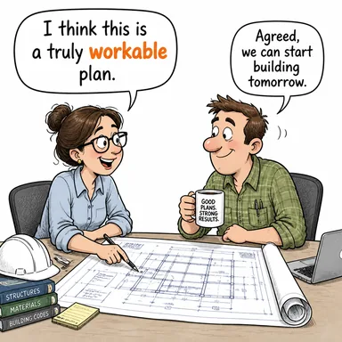 workable (uygulanabilir, işlenebilir, pratik) karikatürü — diyalogla bağlam içinde öğren