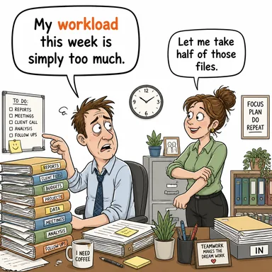 workload (iş yükü) karikatürü — diyalogla bağlam içinde öğren