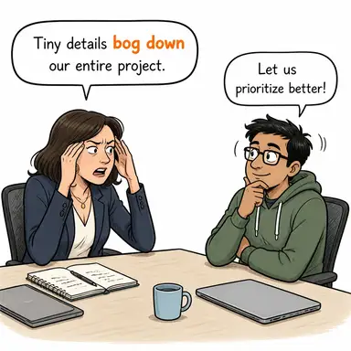 bog down (batağa saplanmak, ilerleyememek, tıkanmak) karikatürü — diyalogla bağlam içinde öğren