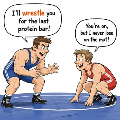 wrestle (güreşmek, boğuşmak (sorunla)) karikatürü — diyalogla bağlam içinde öğren